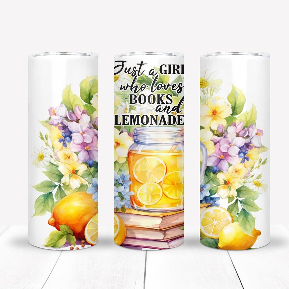20oz Tumbler, Just A Girl Who Loves Books And Lemonade, Librarian Gift